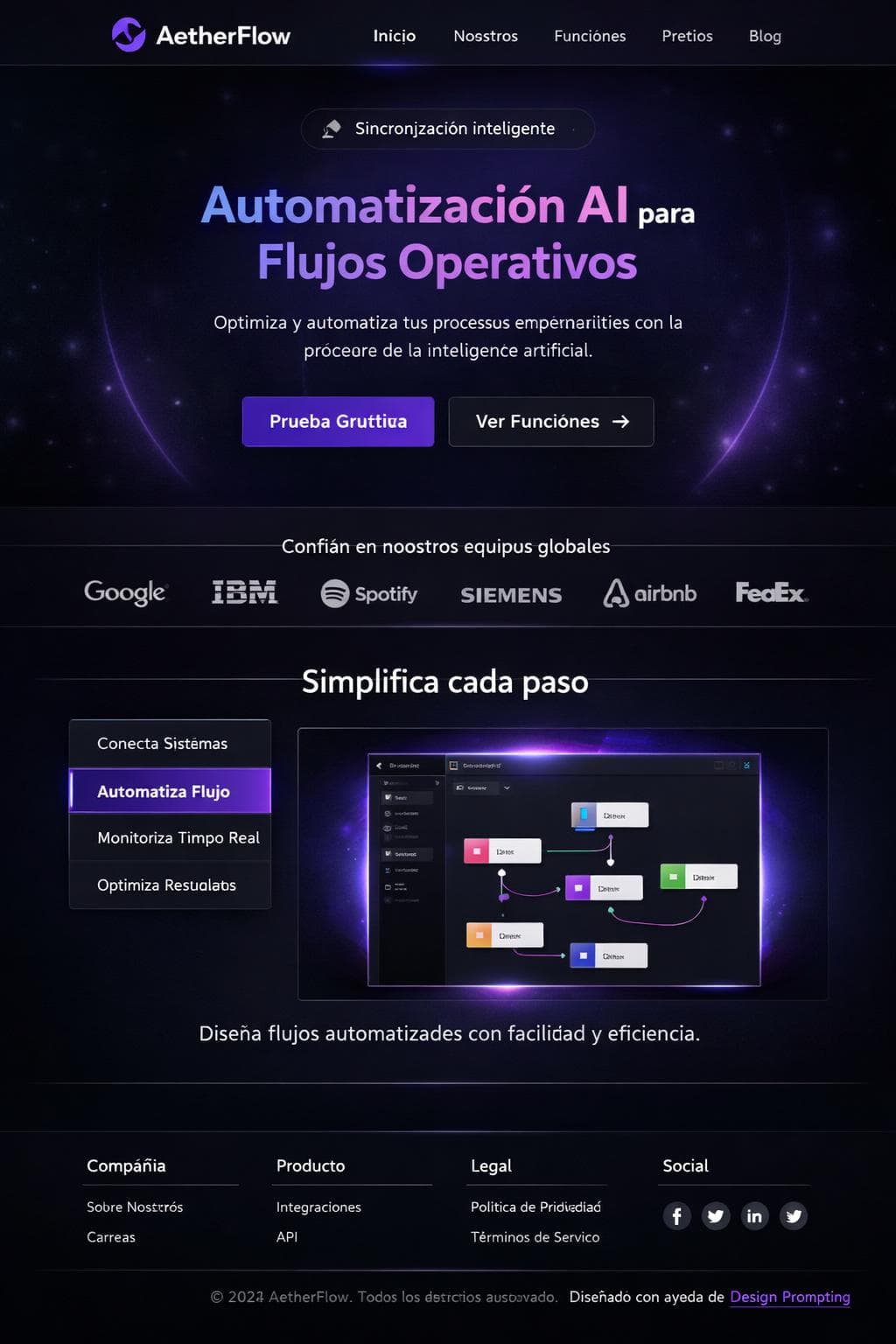 AetherFlow — vista previa del theme