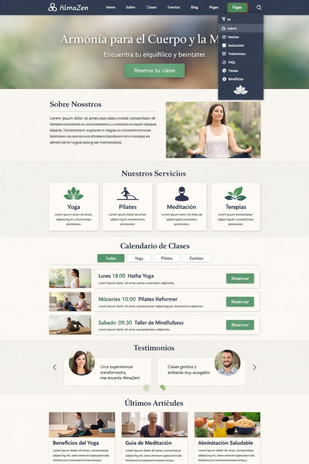 AlmaZen — vista previa del theme