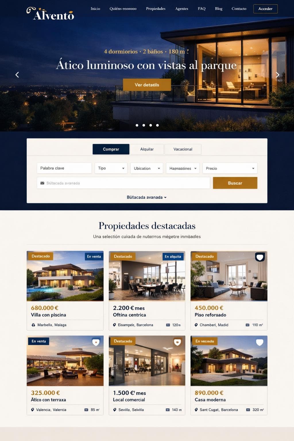 Alvento Inmuebles &mdash; vista previa del theme