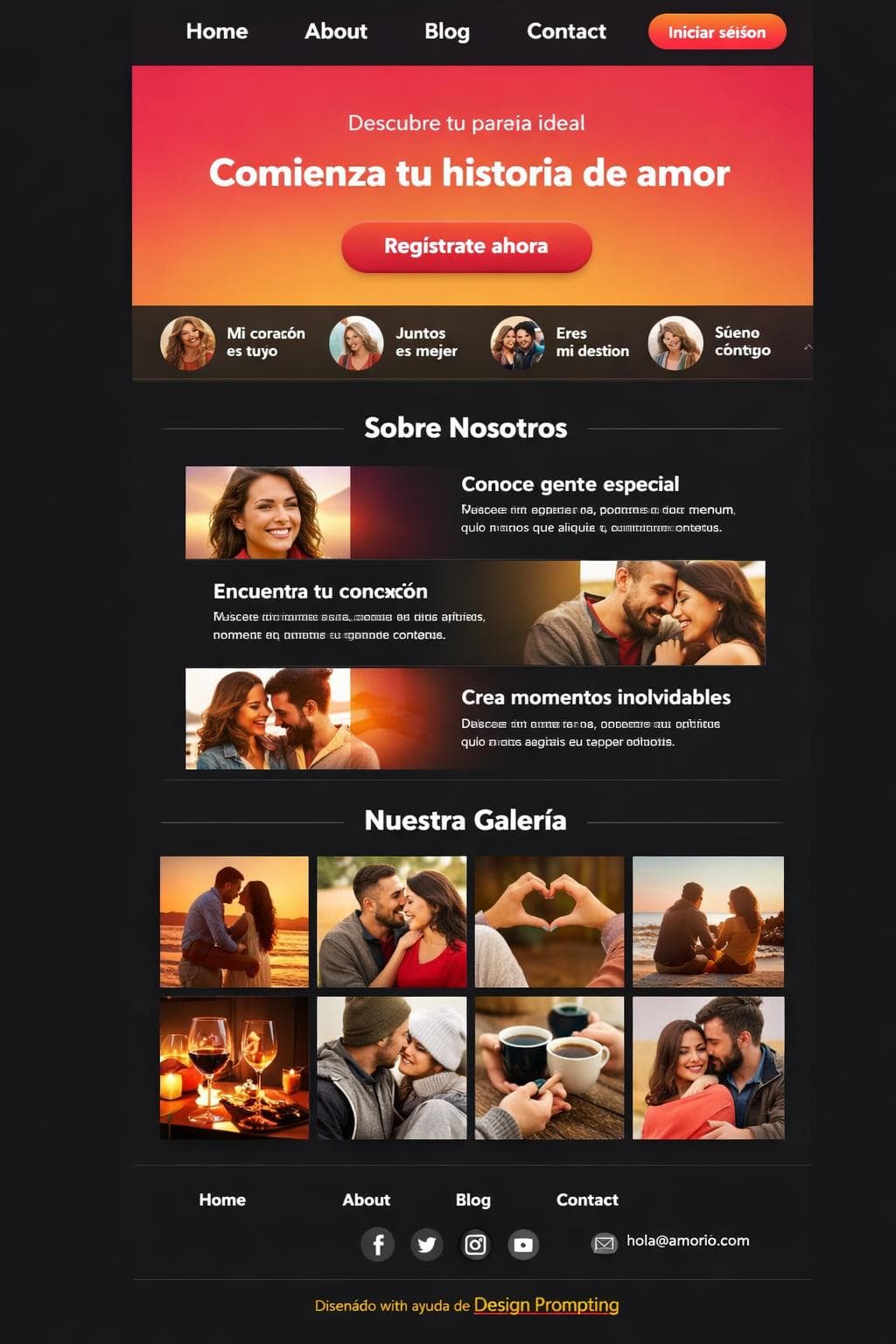 Amorío — vista previa del theme