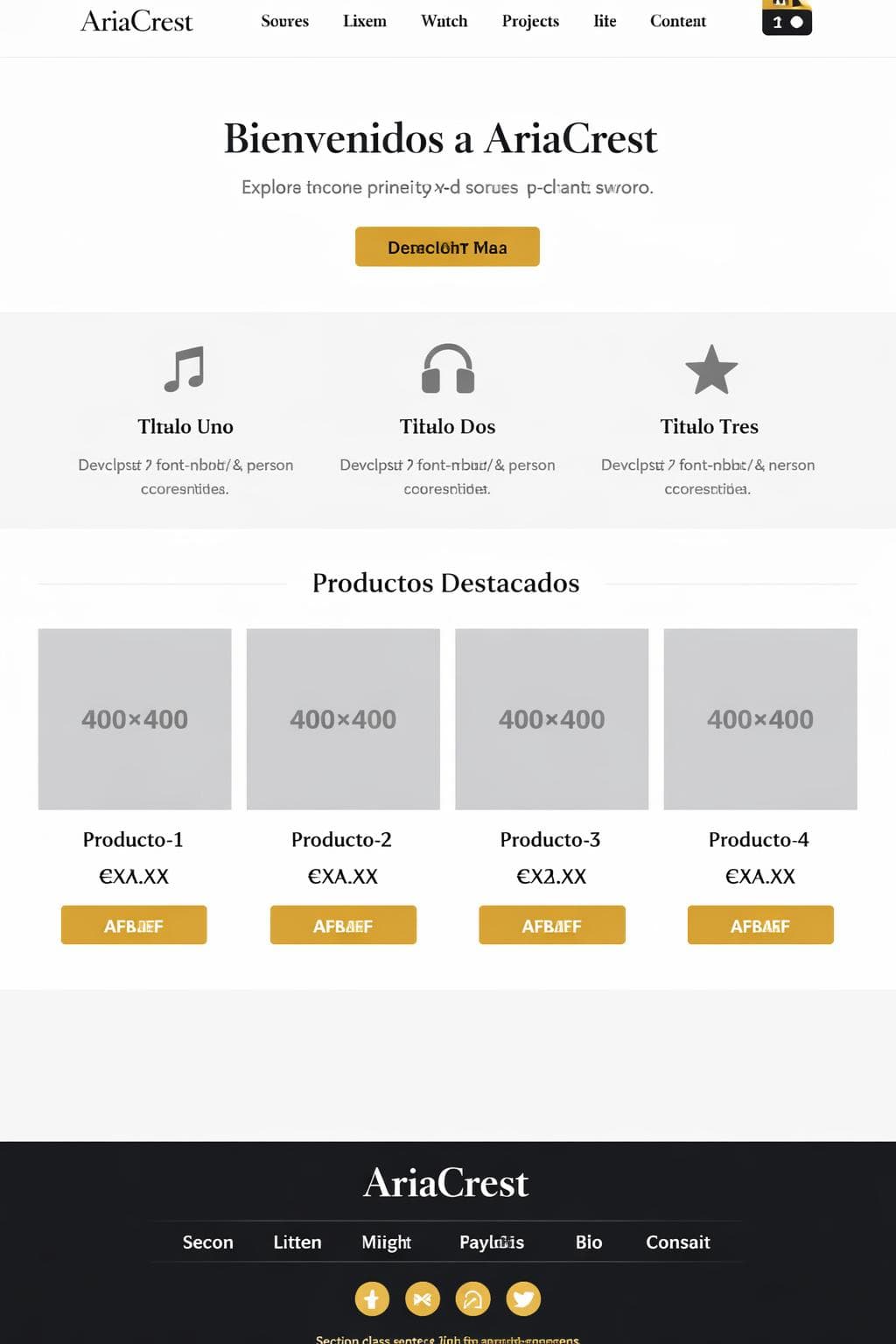 AriaCrest — vista previa del theme