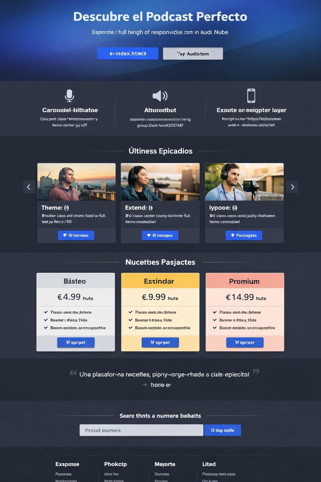 AudioNube — vista previa del theme