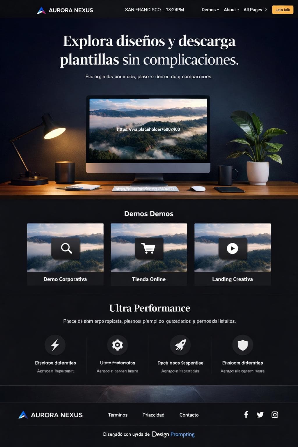Aurora Nexus — vista previa del theme