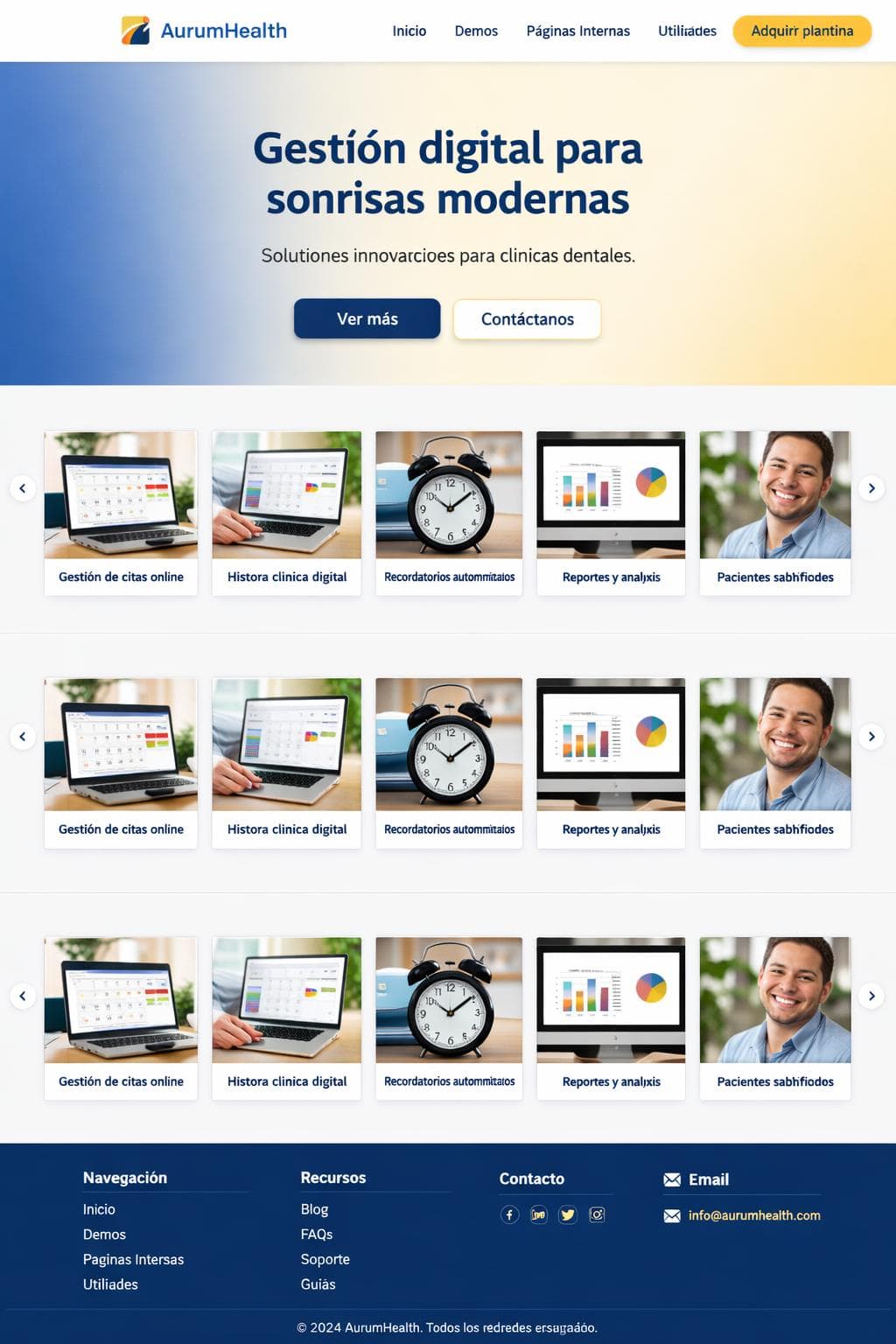 AurumHealth — vista previa del theme