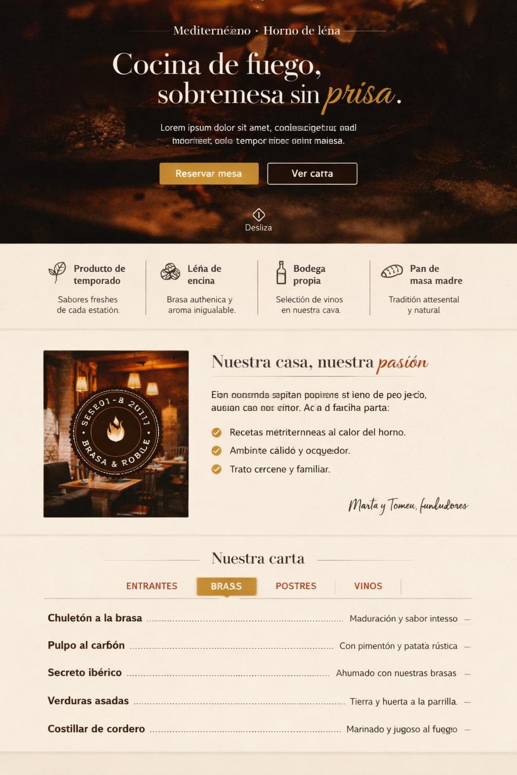 Brasa & Roble &mdash; vista previa del theme