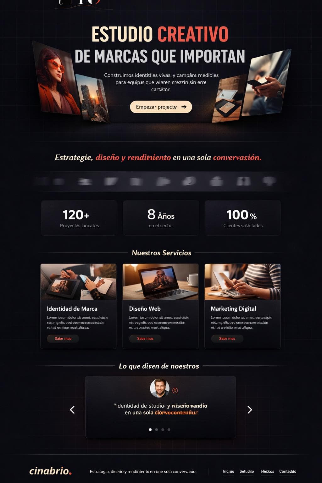 Cinabrio Studio — vista previa del theme
