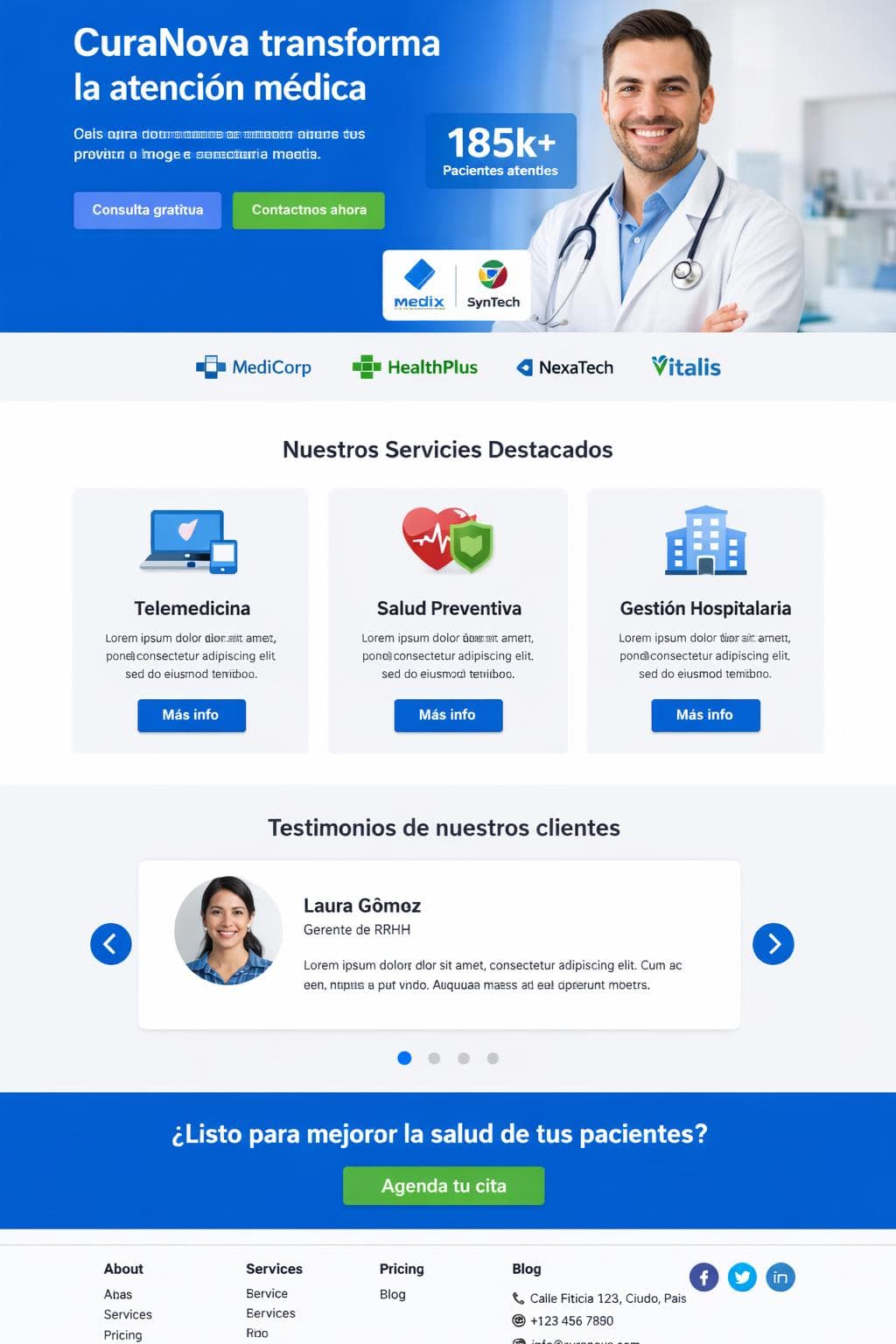 CuraNova — vista previa del theme