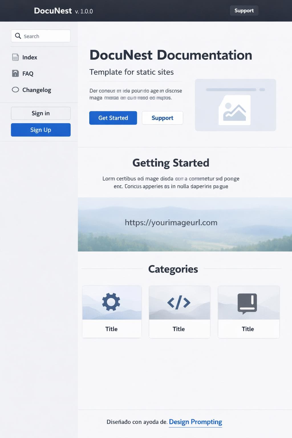DocuNest — vista previa del theme