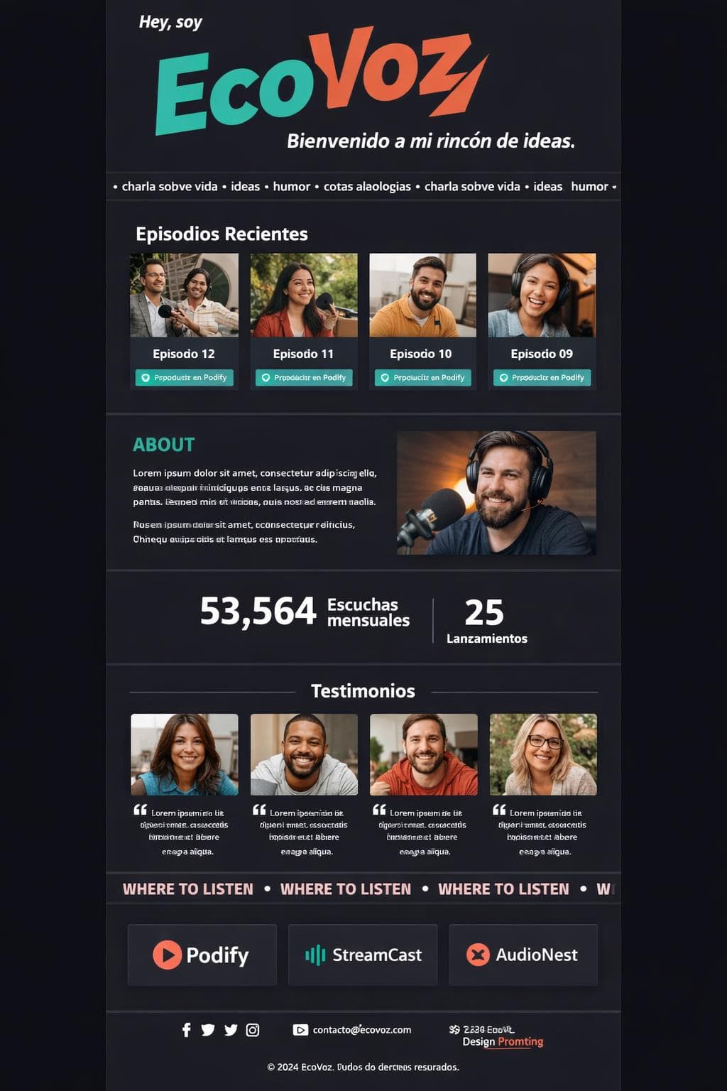 EcoVoz Podcast — vista previa del theme