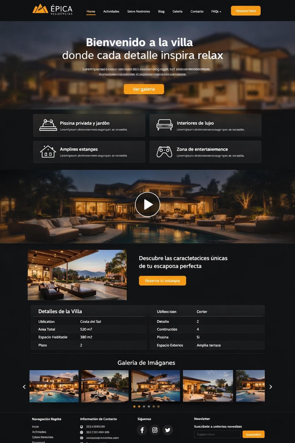 Épica Residencias — vista previa del theme