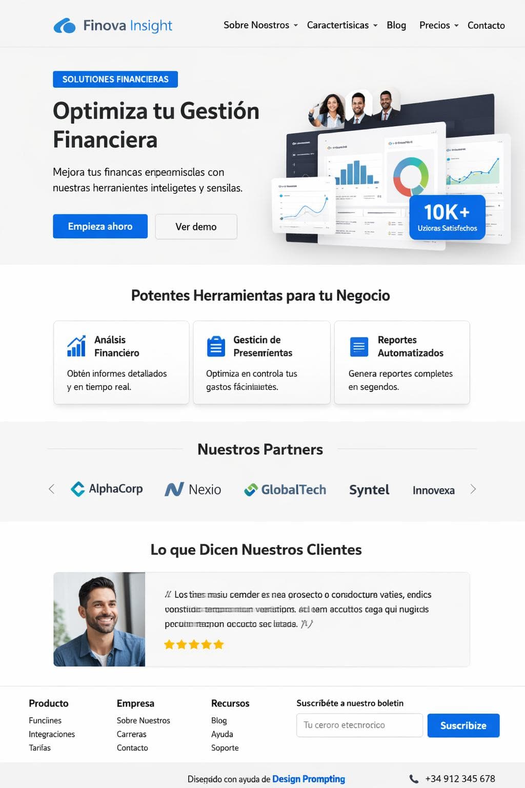 Finova Insight — vista previa del theme