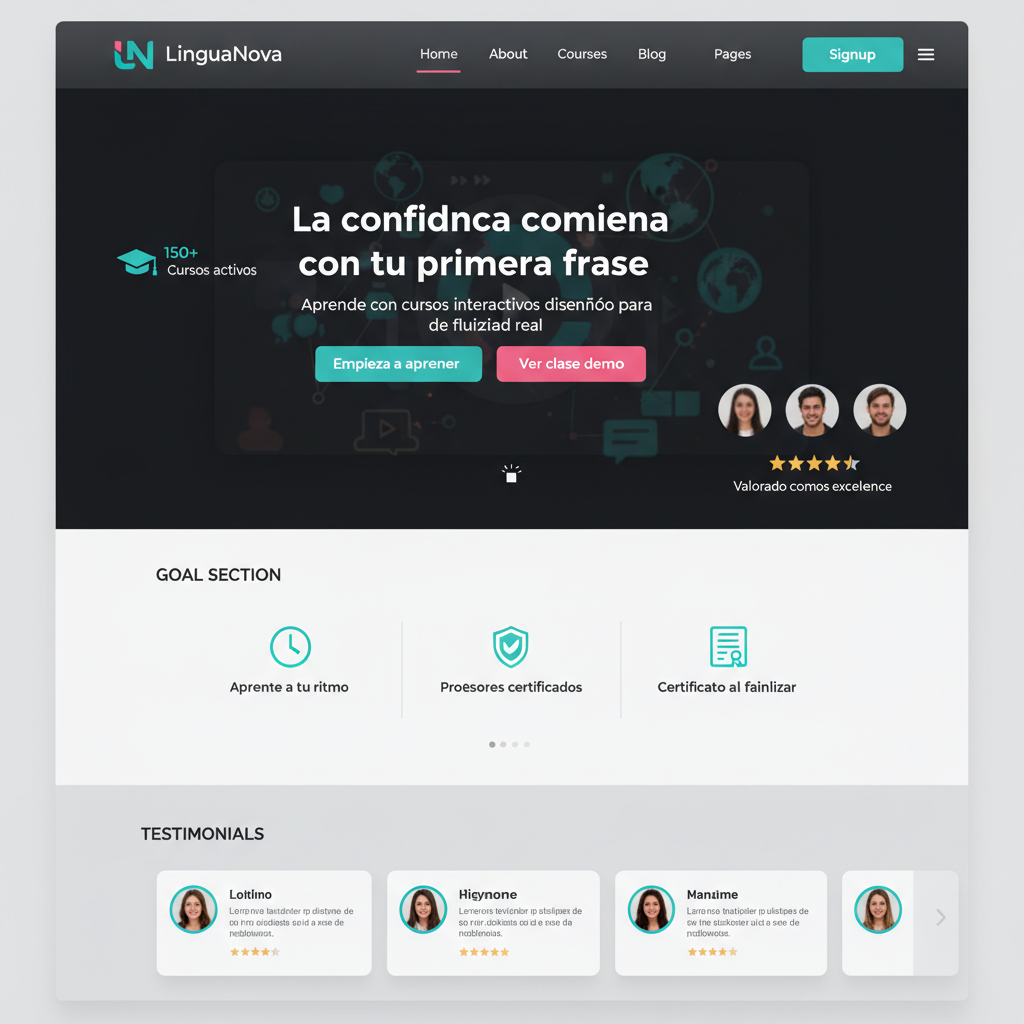 LinguaNova — vista previa del theme