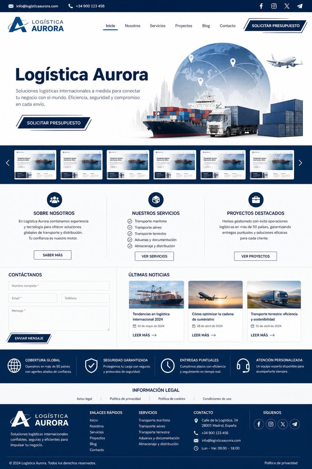 Logística Aurora — vista previa del theme