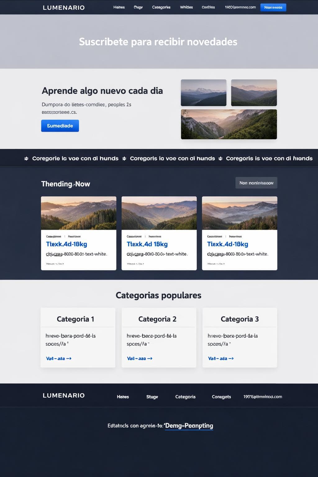 Lumenario — vista previa del theme