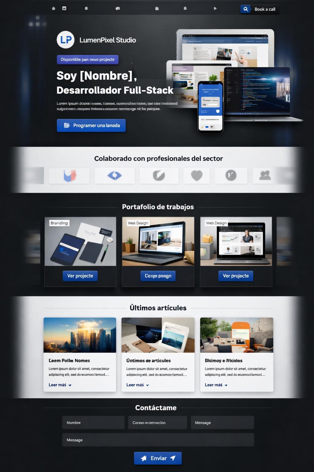 LumenPixel Studio — vista previa del theme