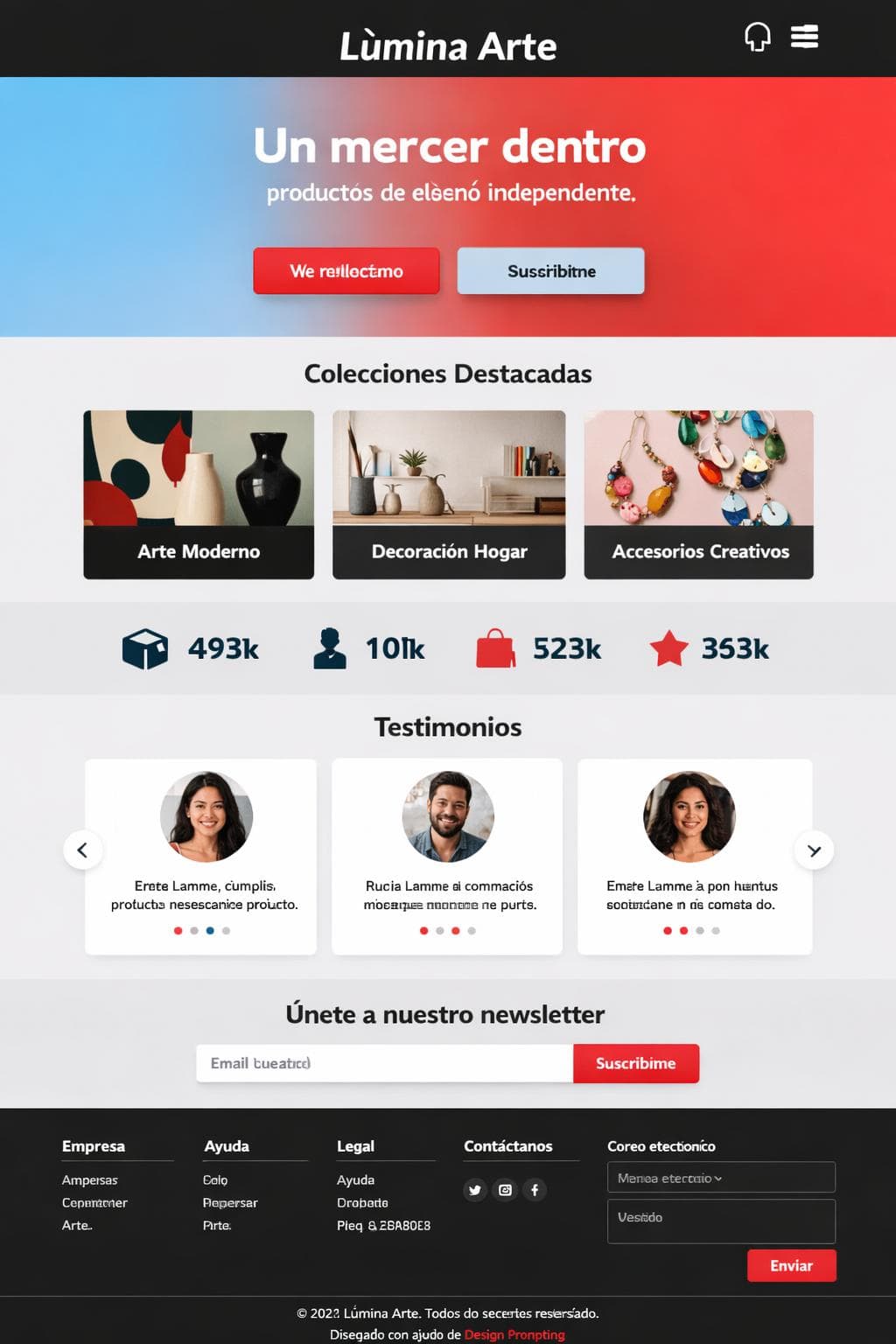 Lúmina Arte — vista previa del theme