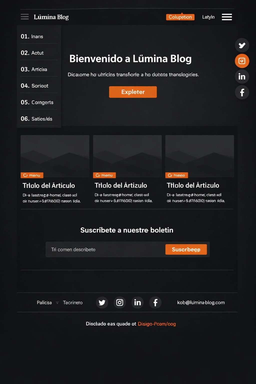 Lúmina Blog — vista previa del theme