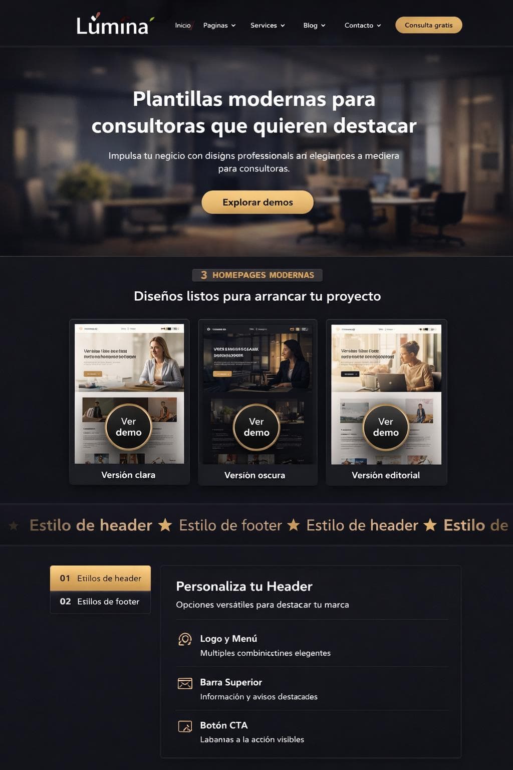 Lúmina Consulting — vista previa del theme