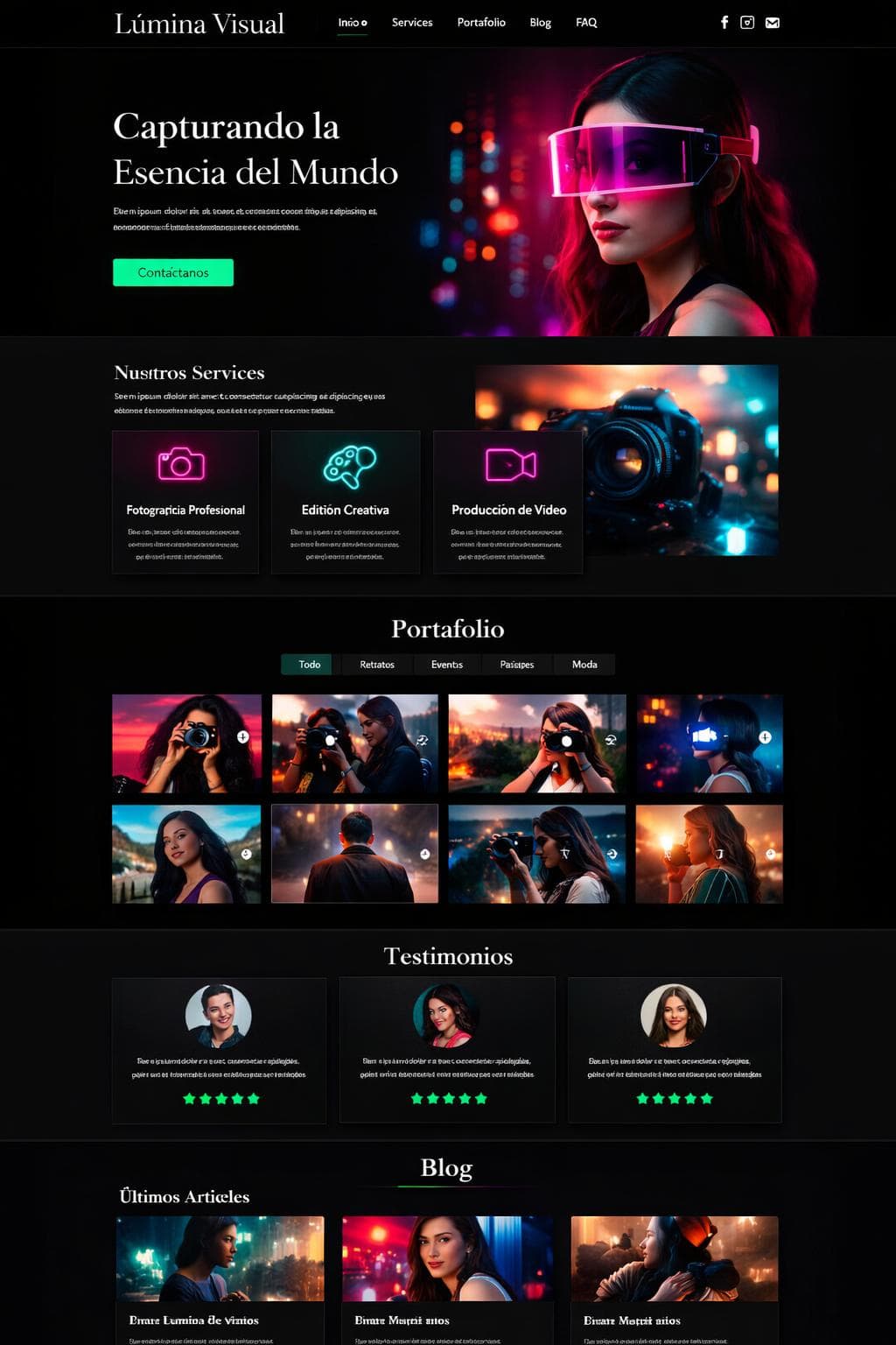 Lúmina Visual — vista previa del theme