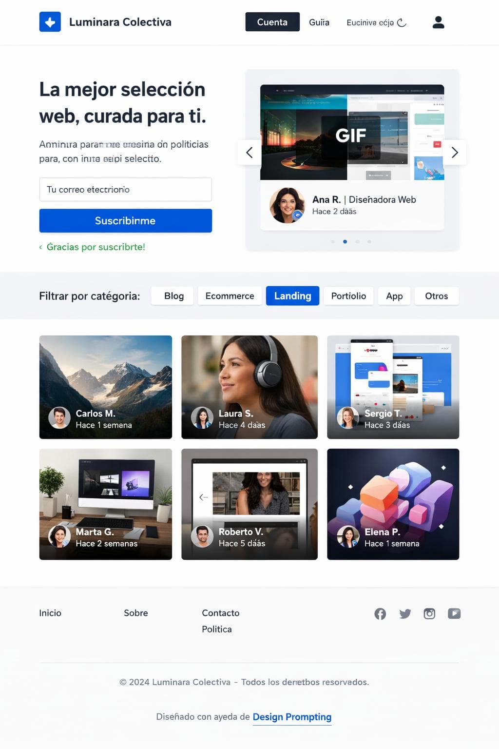 Luminara Colectiva — vista previa del theme