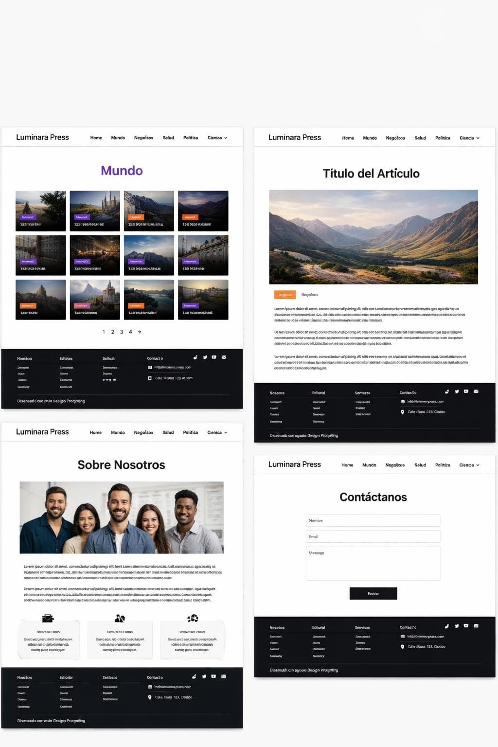 Luminara Press &mdash; vista previa del theme