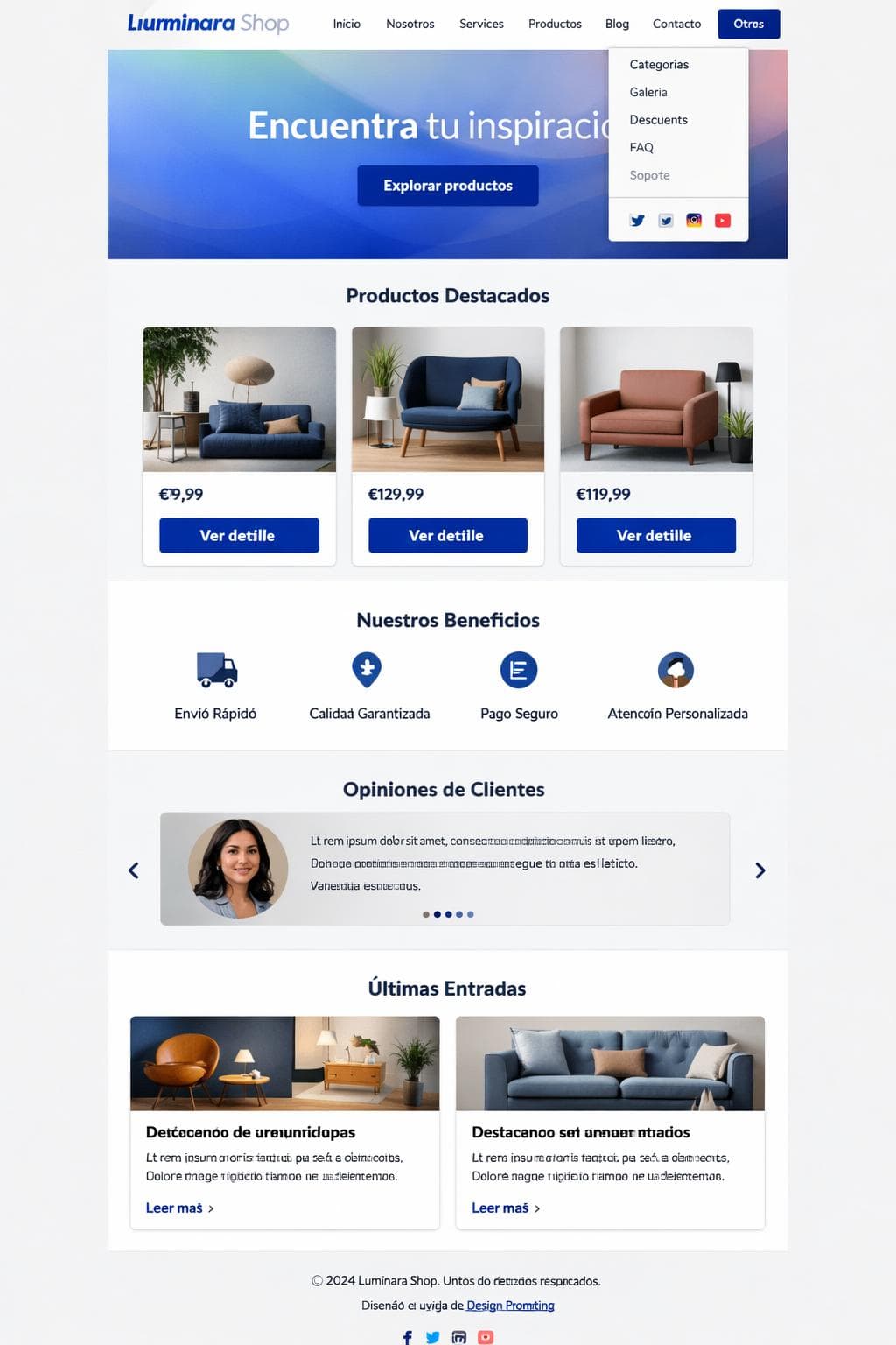 Luminara Shop — vista previa del theme