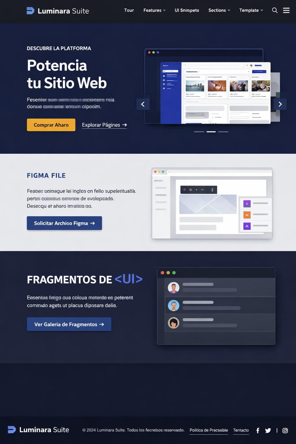 Luminara Suite — vista previa del theme
