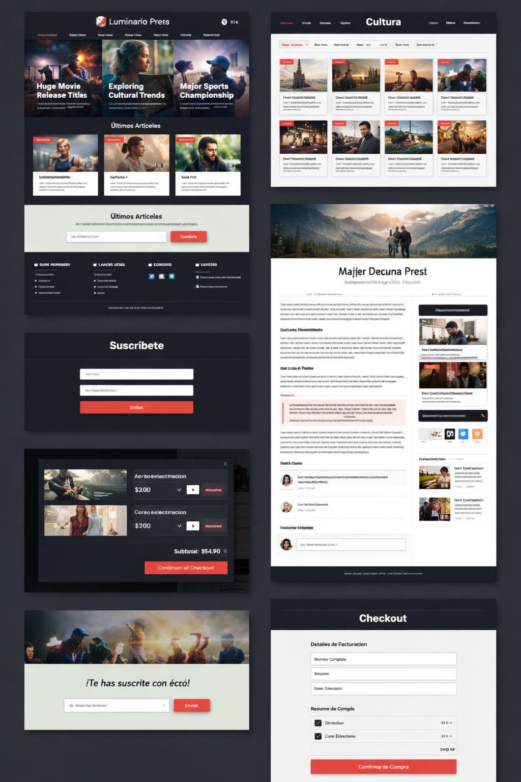 Luminario Press — vista previa del theme