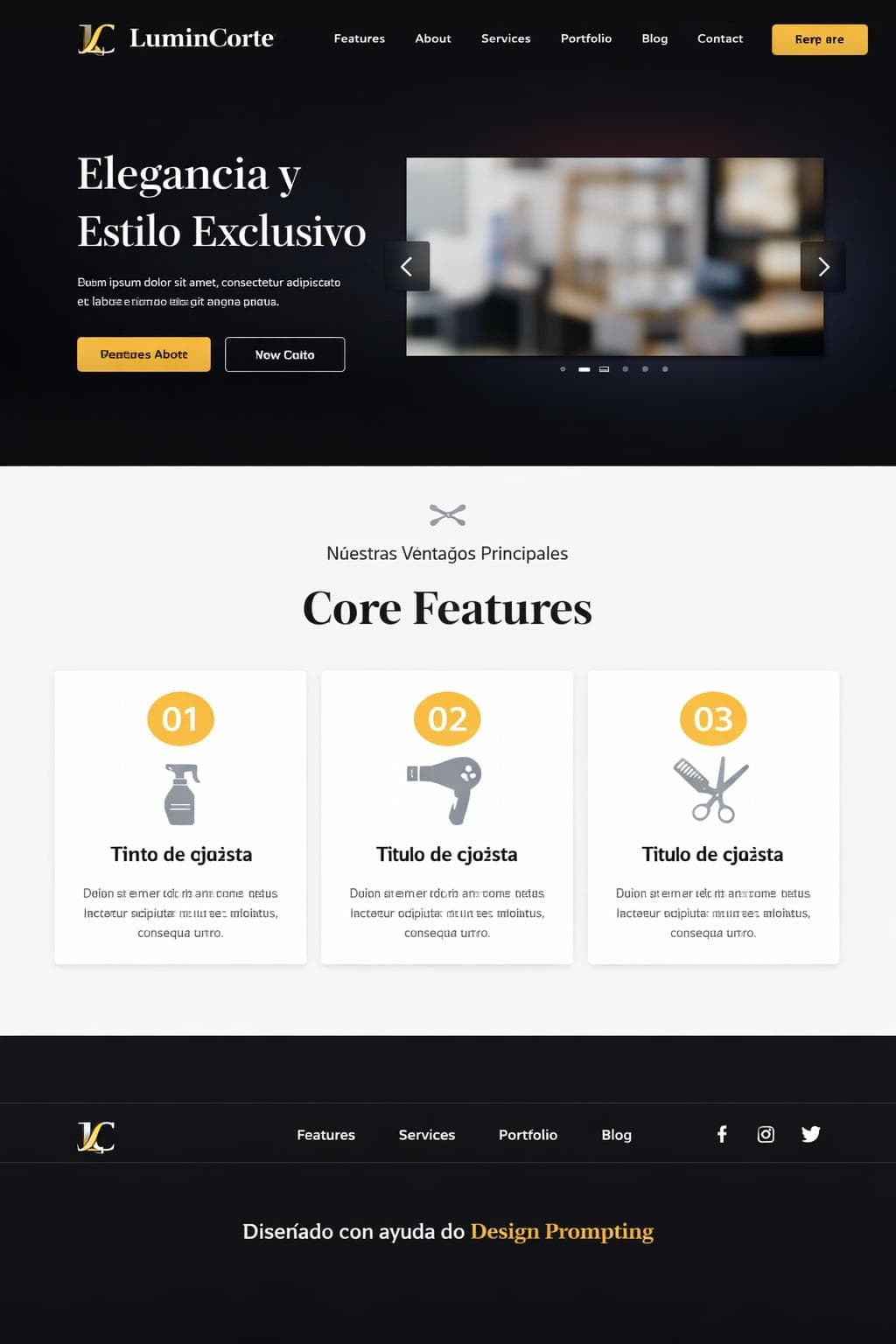 LuminCorte — vista previa del theme