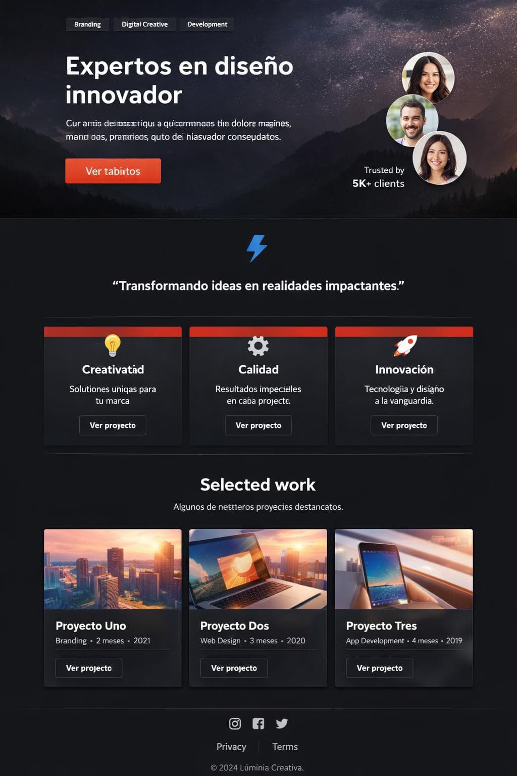 L&uacute;minia Creativa &mdash; vista previa del theme