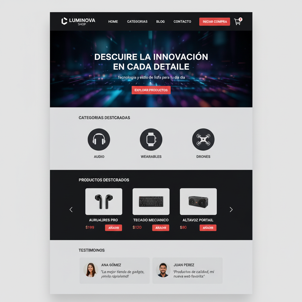 Luminova Shop — vista previa del theme