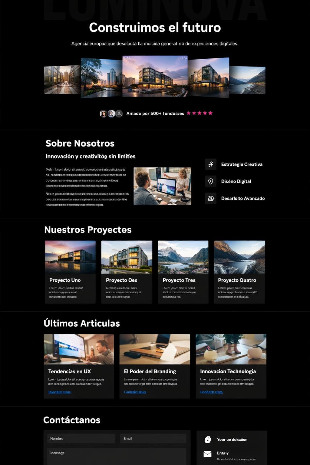 Luminova Studio — vista previa del theme