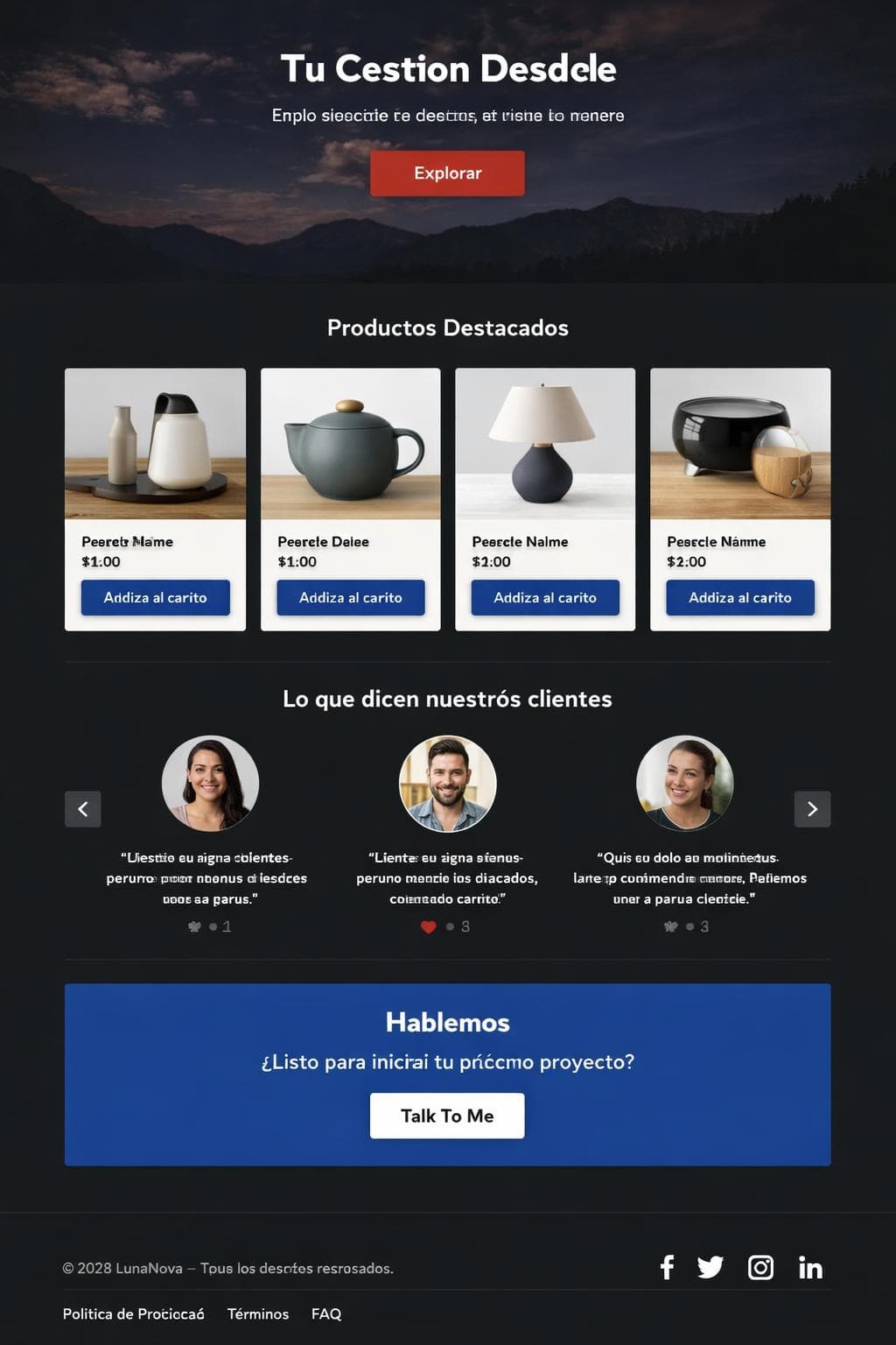 LunaNova — vista previa del theme