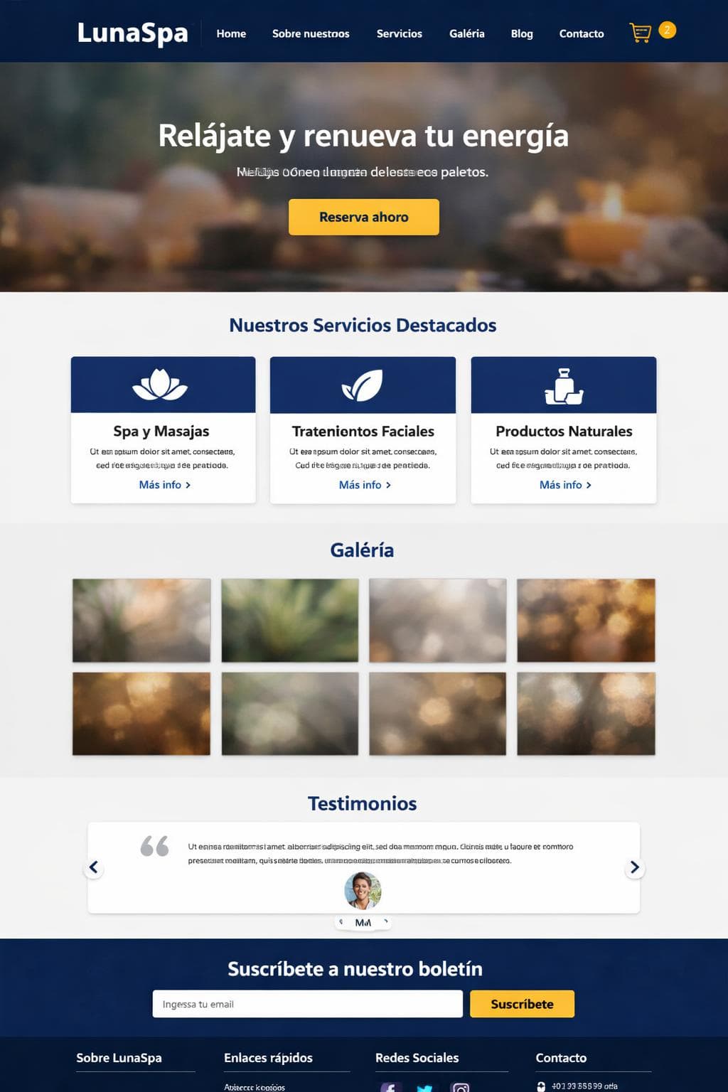 LunaSpa — vista previa del theme