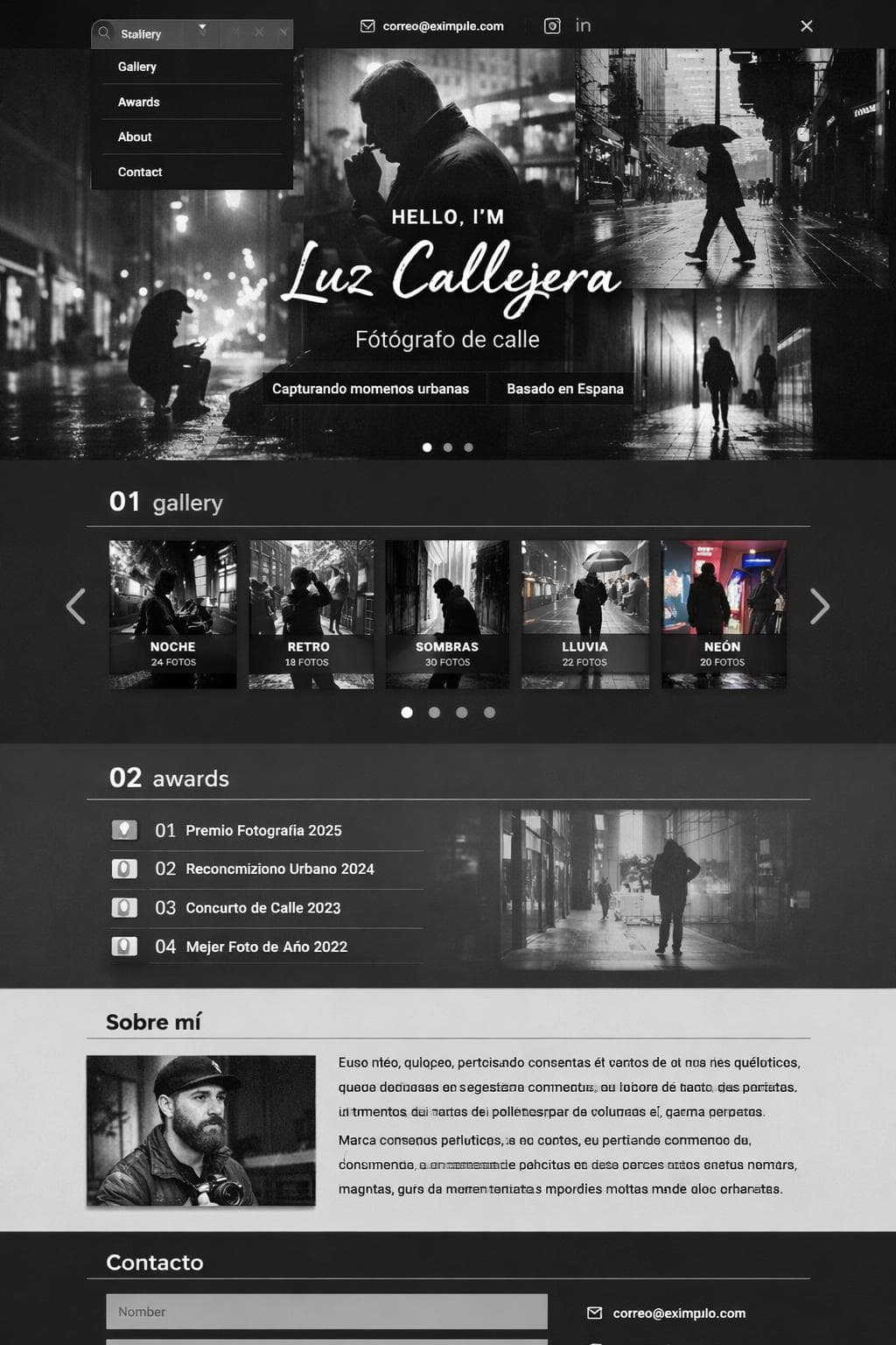 Luz Callejera — vista previa del theme