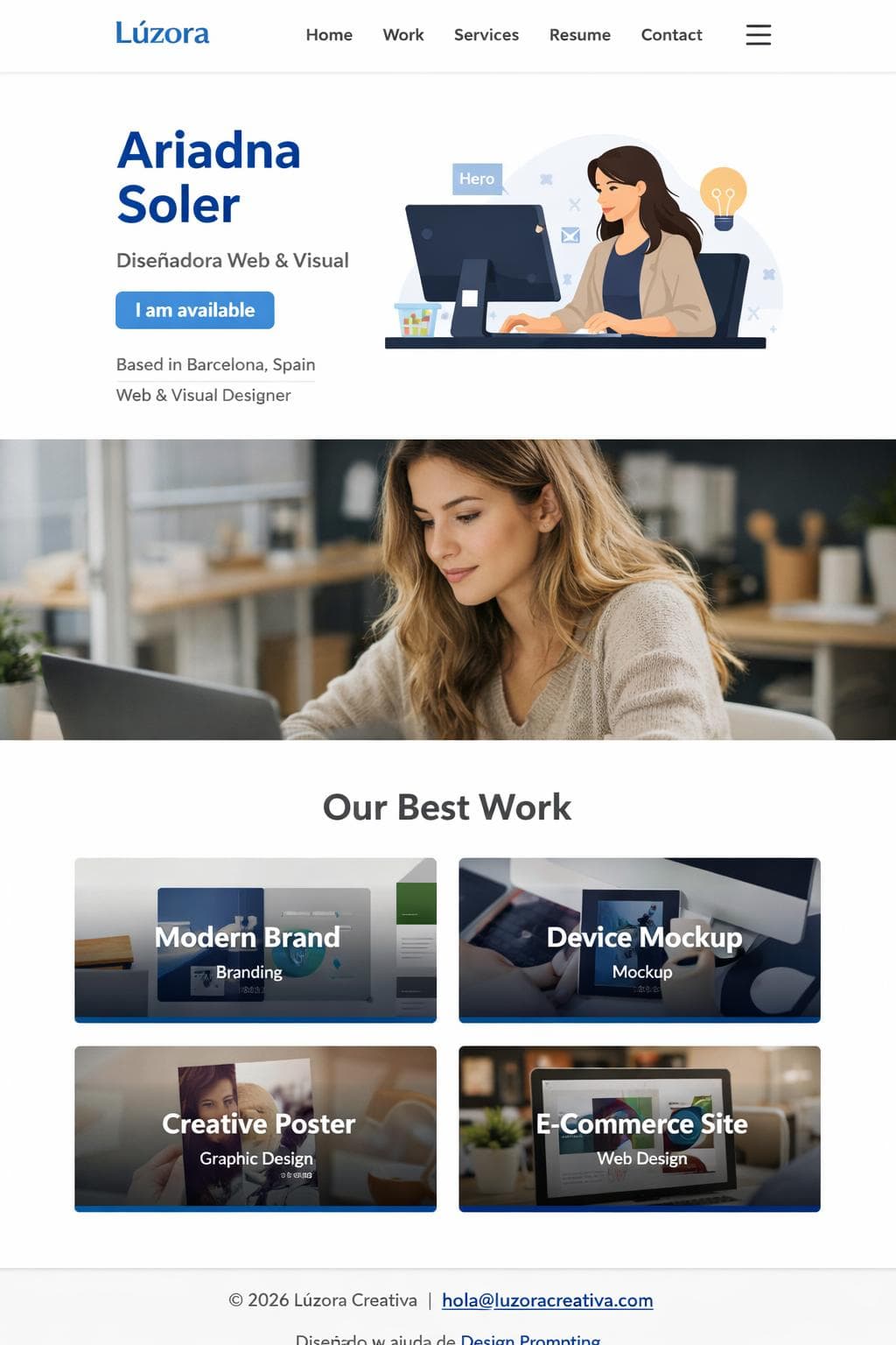 Lúzora Creativa — vista previa del theme