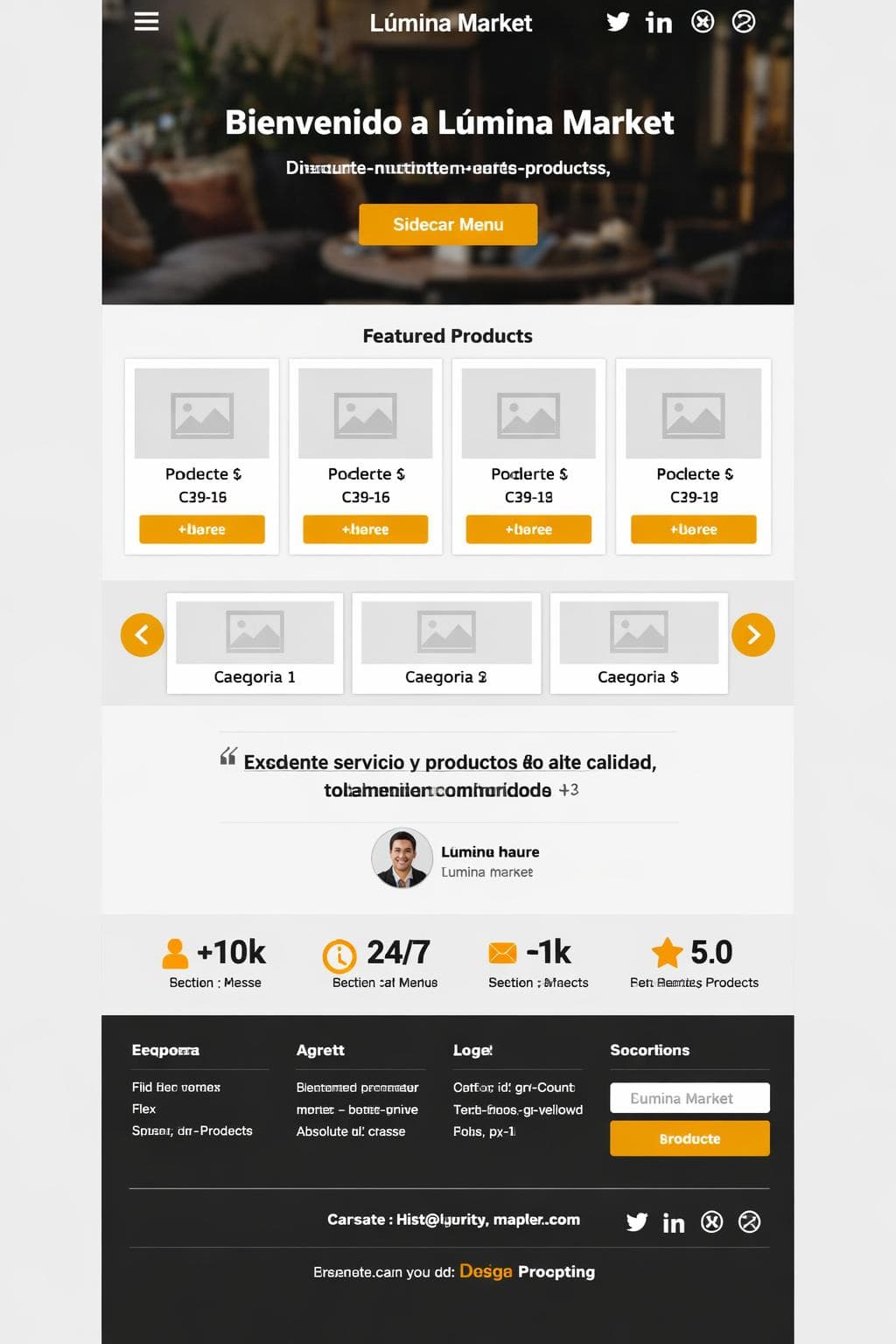 Market Cobalto — vista previa del theme