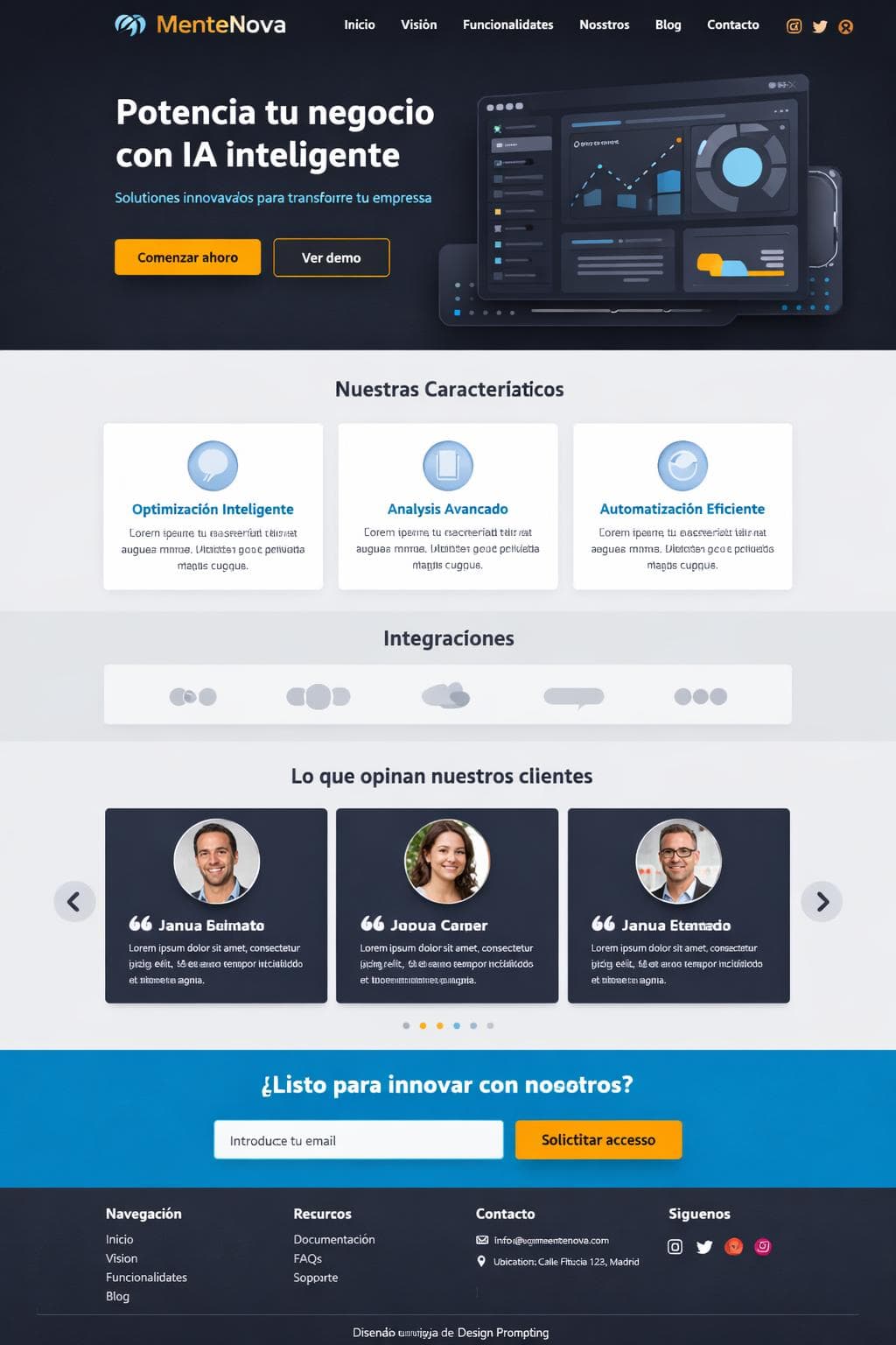 MenteNova — vista previa del theme