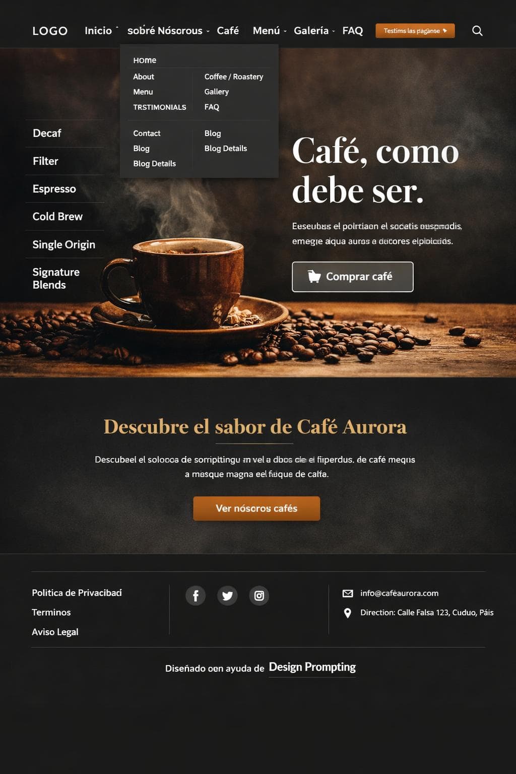 Mesa Alba — vista previa del theme