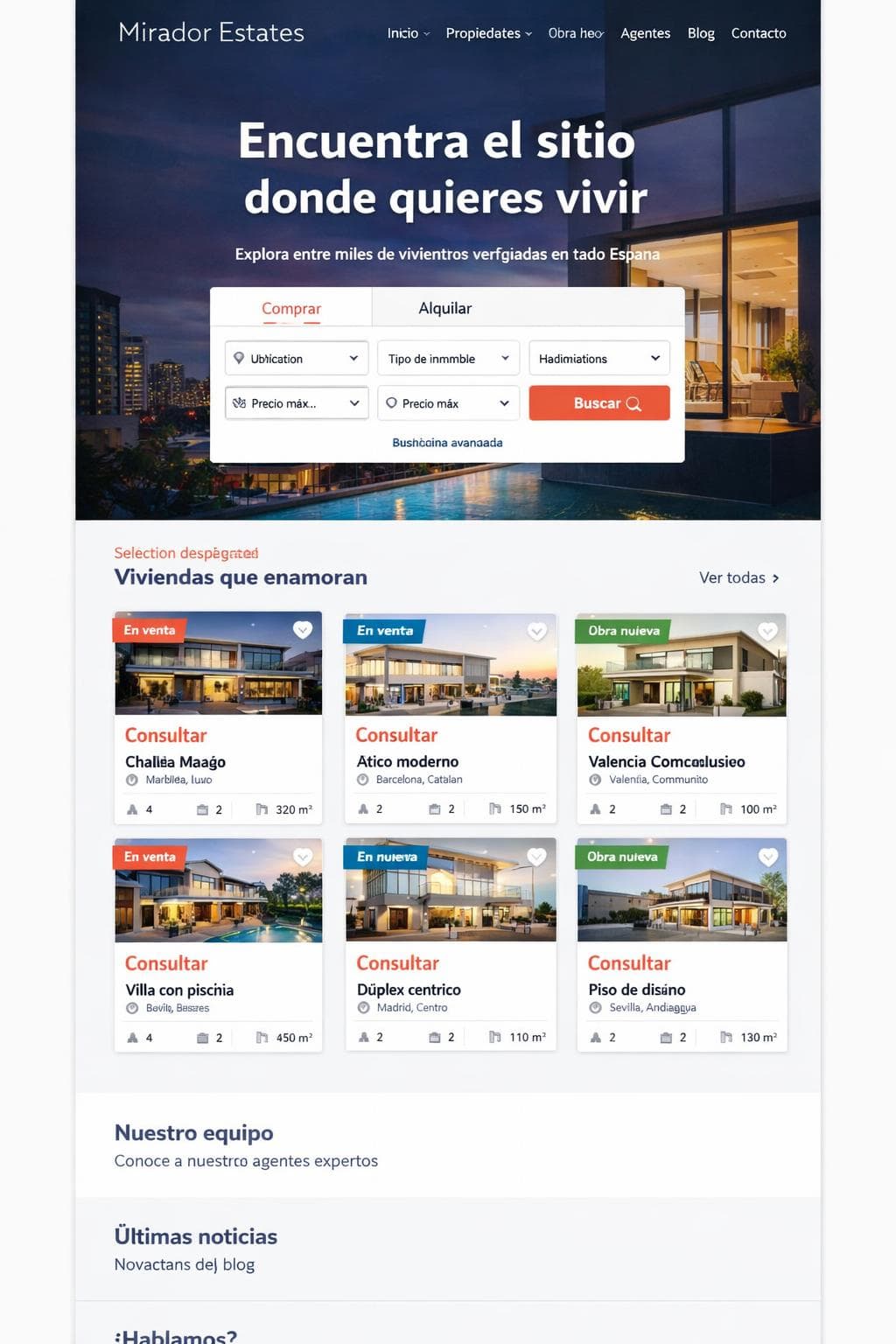 Mirador Estates — vista previa del theme