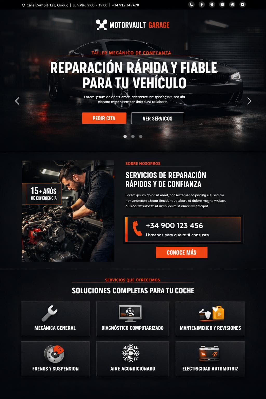 MotorVault Garage — vista previa del theme