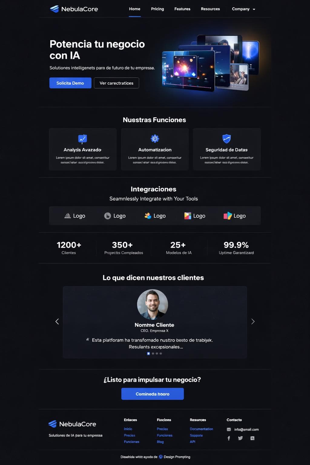 NebulaCore &mdash; vista previa del theme