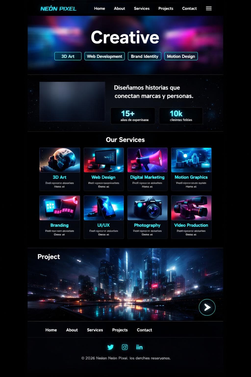Neón Pixel — vista previa del theme