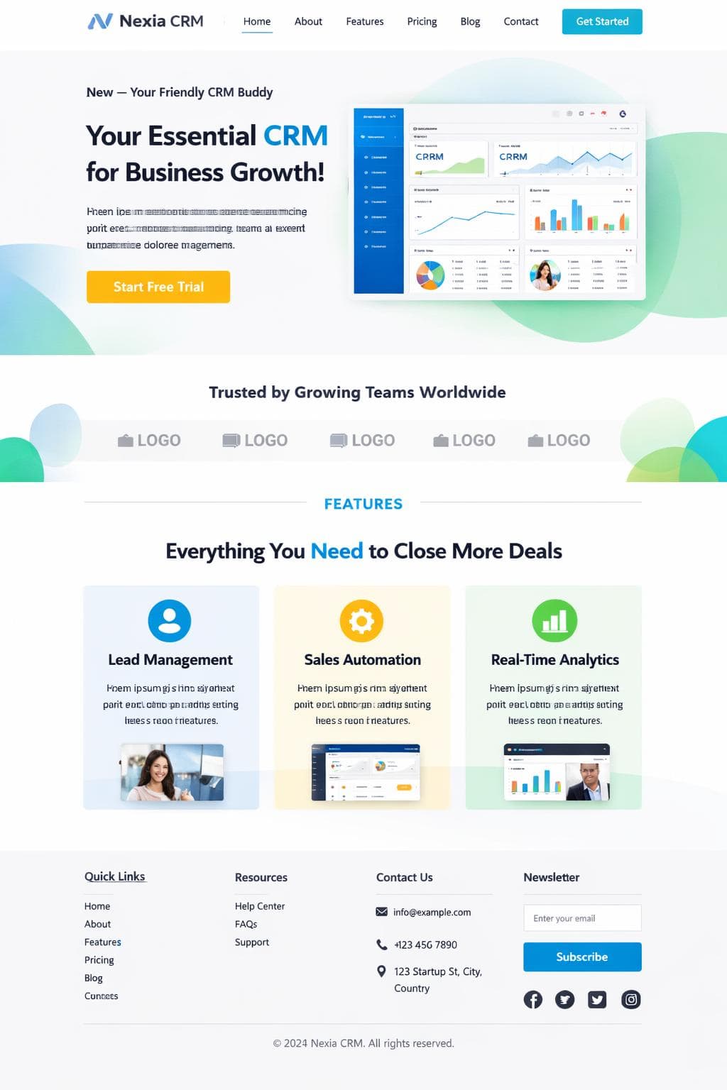 Nexia CRM — vista previa del theme