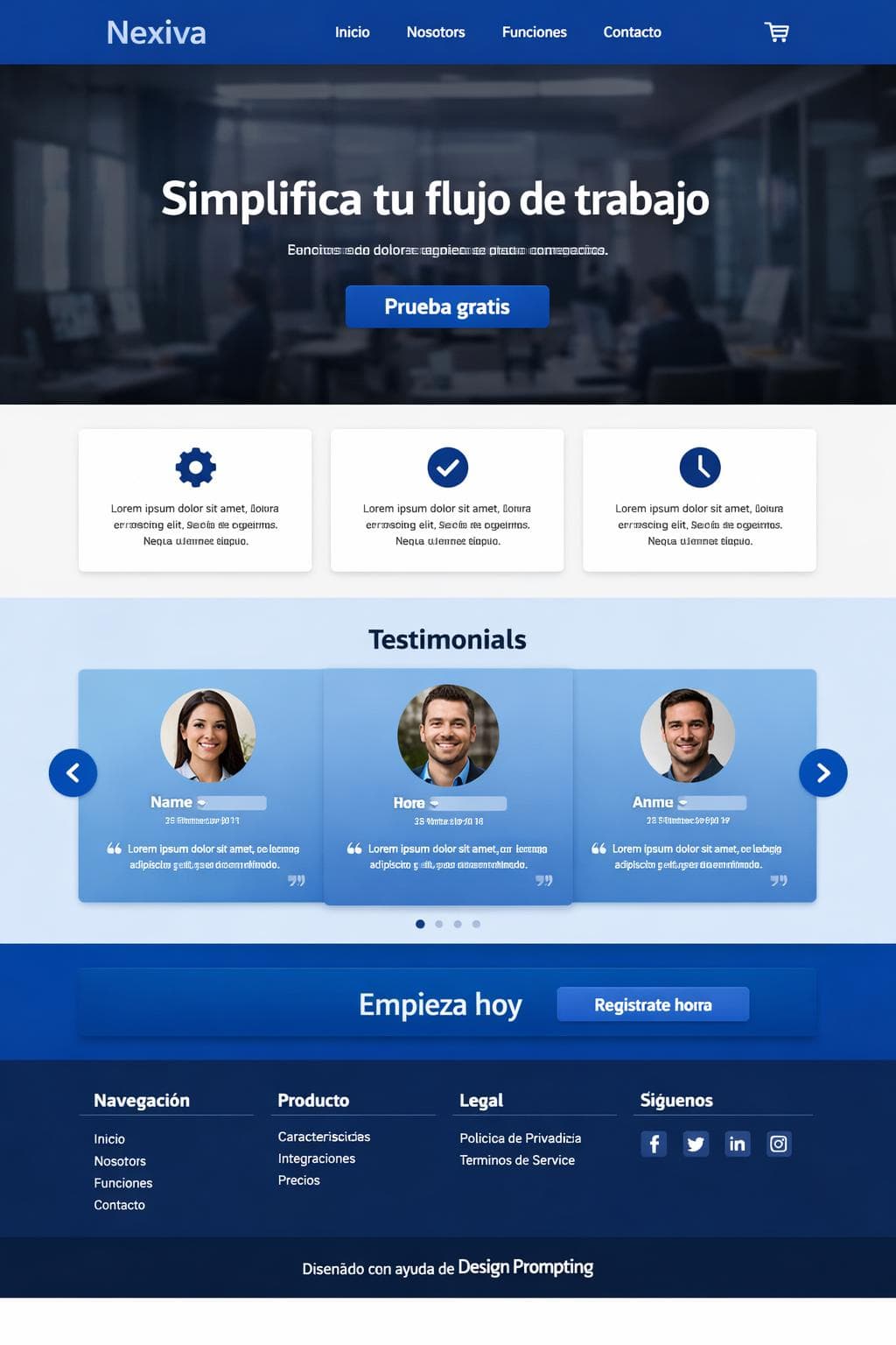Nexiva — vista previa del theme
