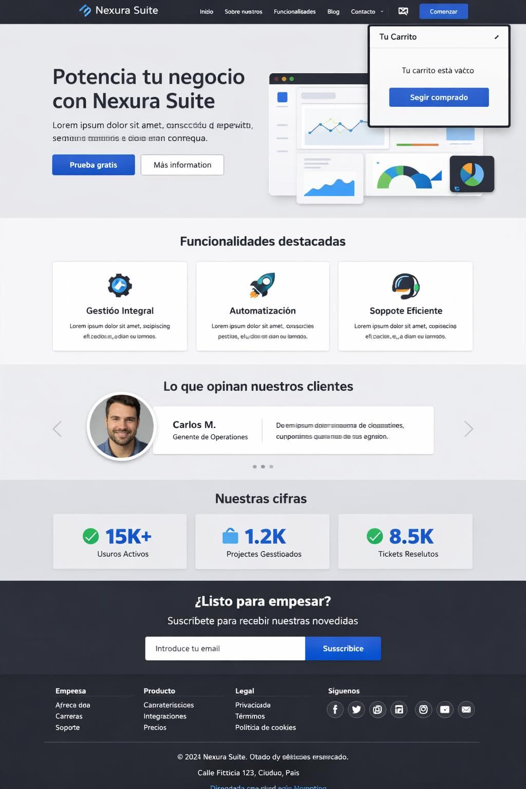 Nexura Suite — vista previa del theme