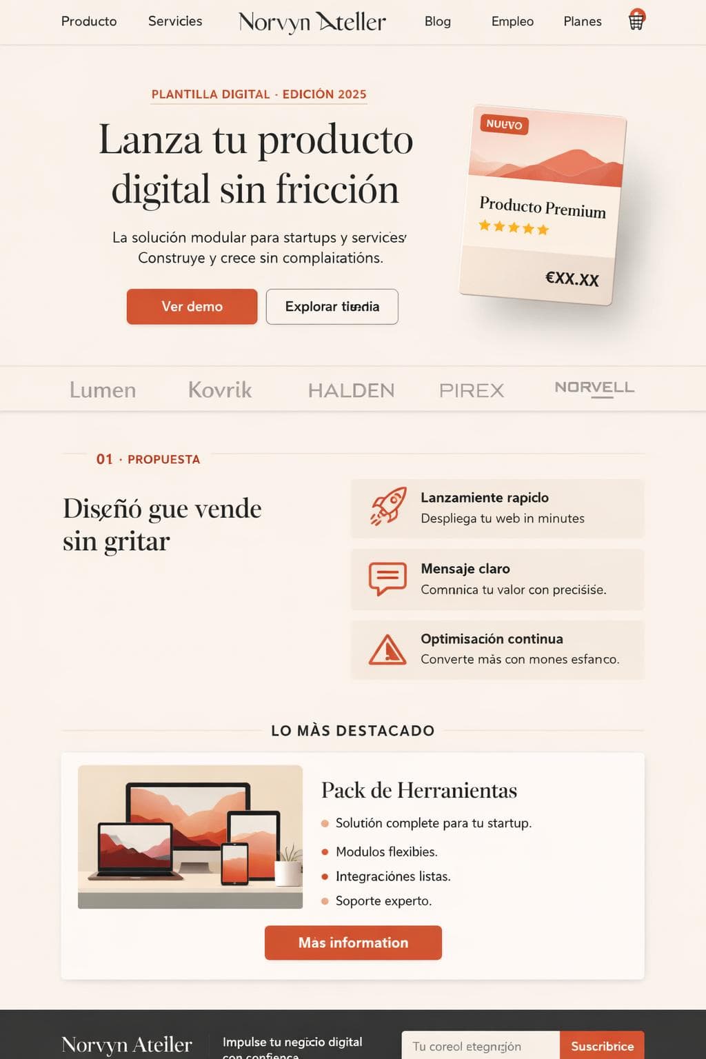 Norvyn Atelier — vista previa del theme