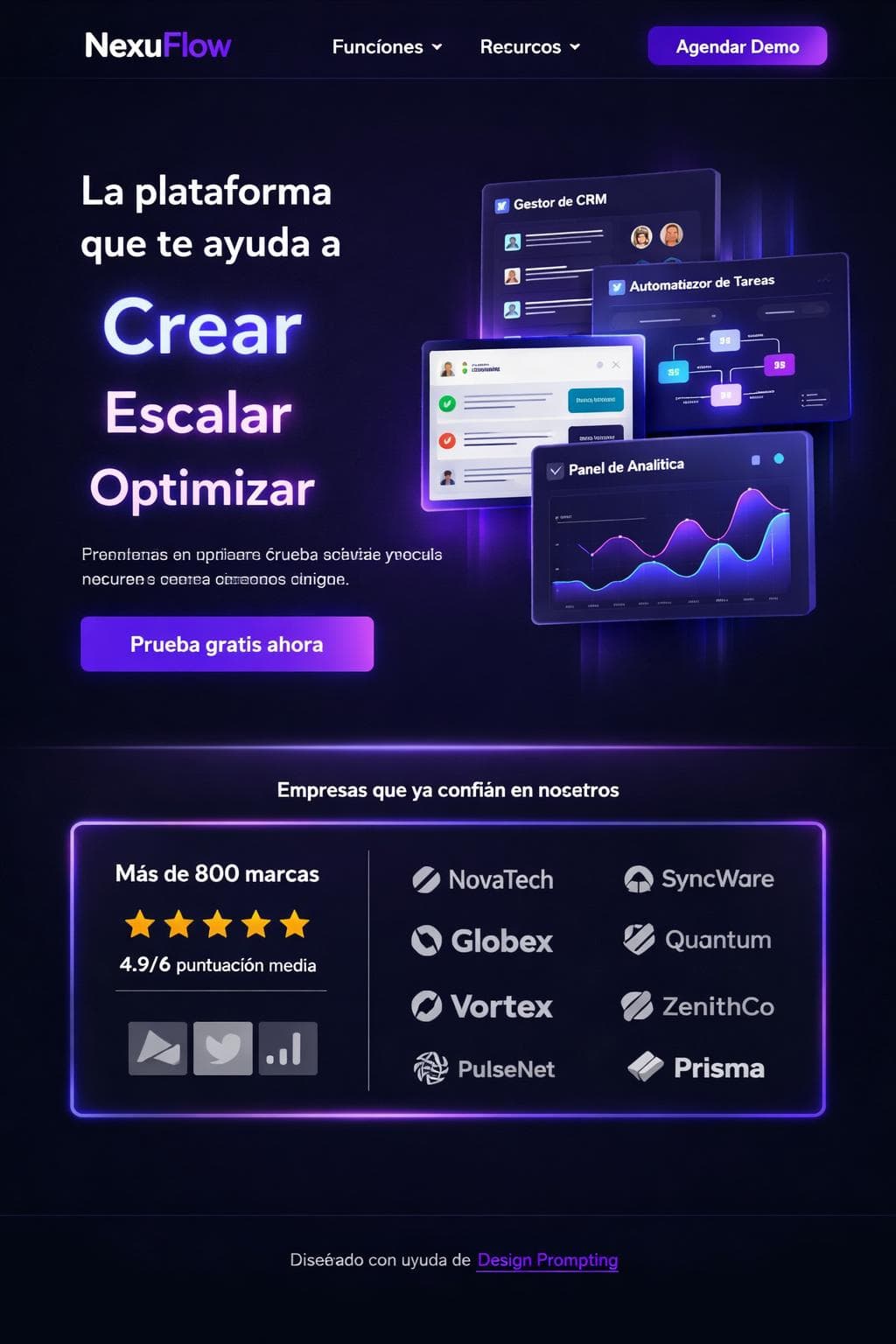 Panel Nimbo — vista previa del theme