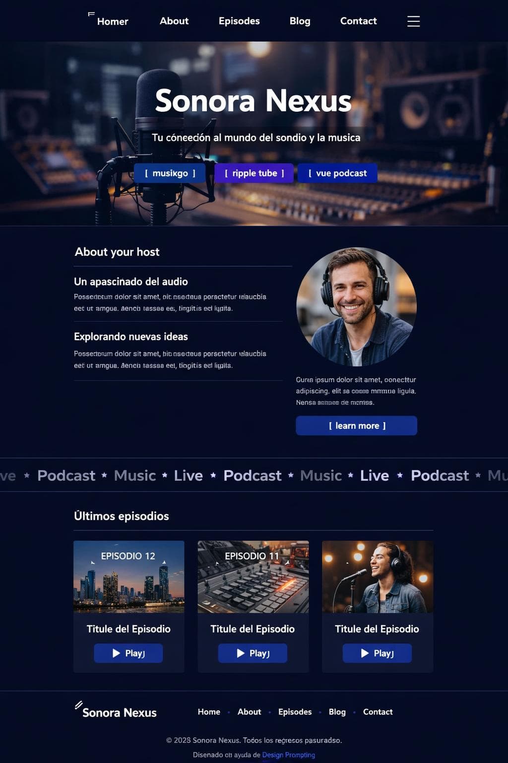Sonora Nexus — vista previa del theme