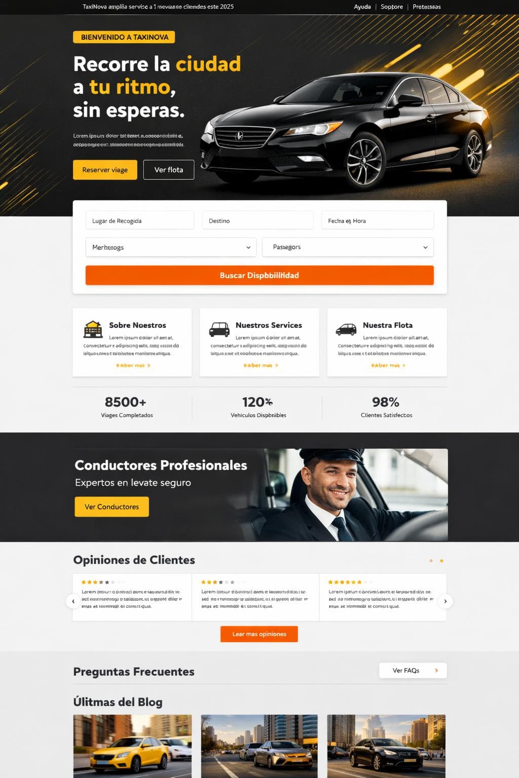 TaxiNova Urbana — vista previa del theme